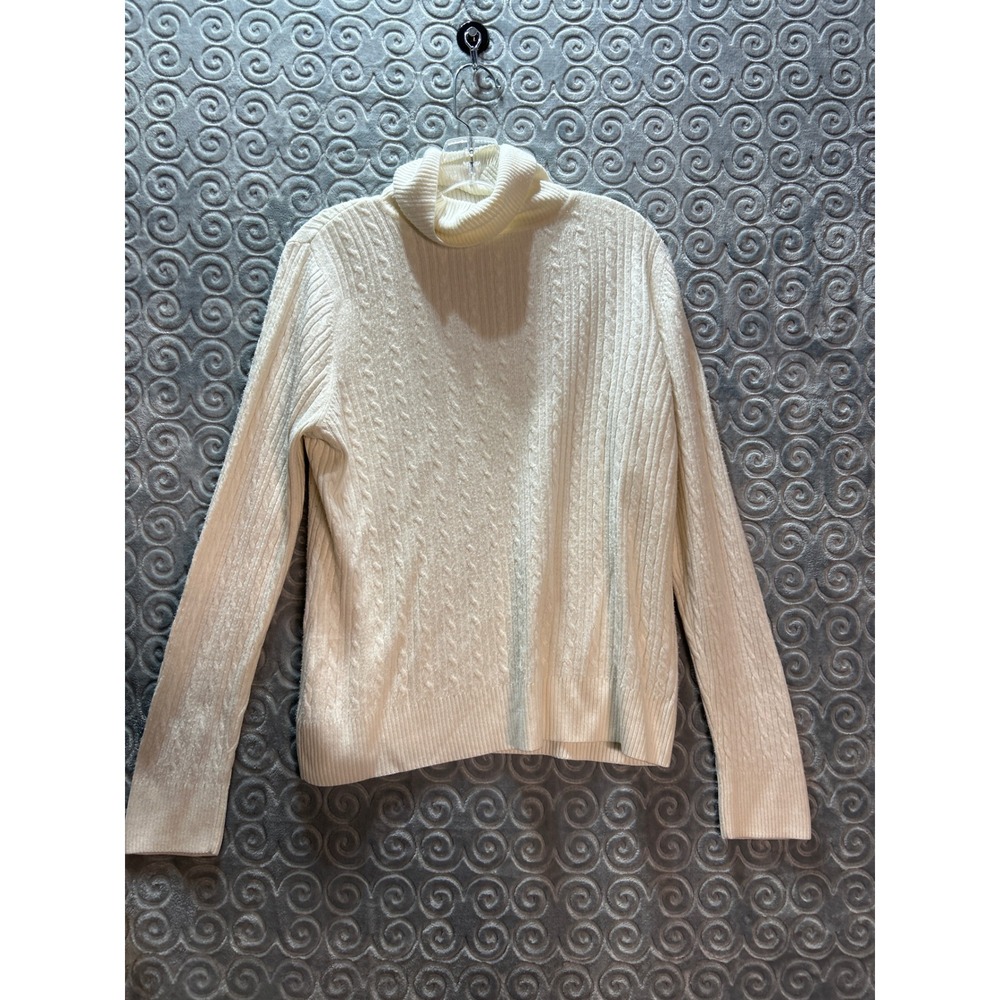 Croft & Barrow Cream‎ Cable Knit Turtleneck Sweater Long Sleeve Women's Size L